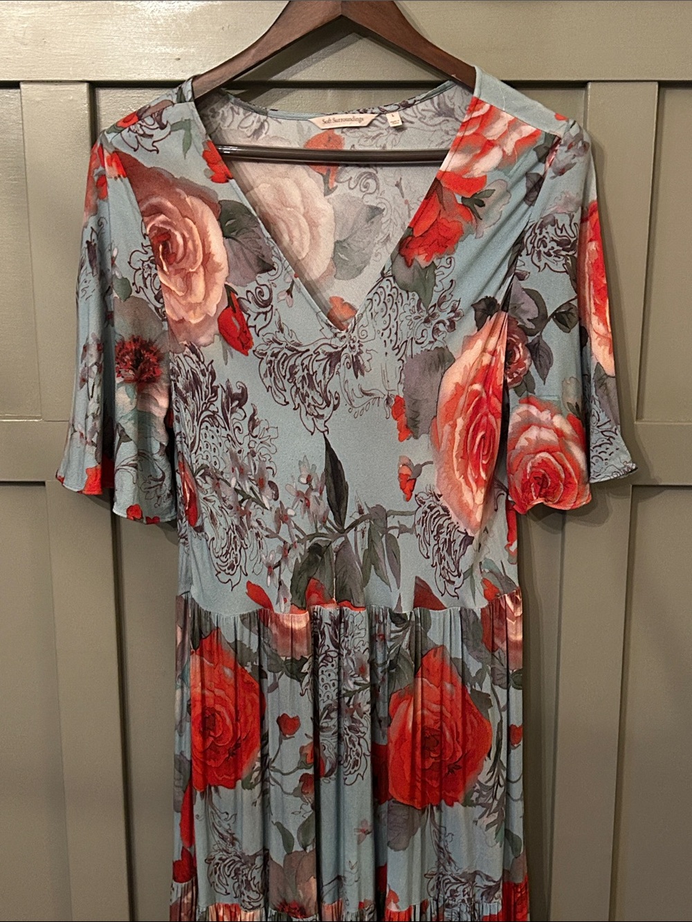 Soft Surroundings First Blooms MaxiDress Porcelain Rose Floral Size Large - Picture 11 of 15